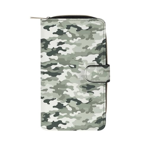 YJWANDL Geldbörse aus PU-Leder, weißes Camouflage-Druck, Geldbörse mit mehreren Fächern, faltbare Brieftasche, Reisebrieftasche, moderne Geldbörse, eleganter Stil, 19,7 x 11 x 3,5 cm, minimalistisch, von YJWANDL