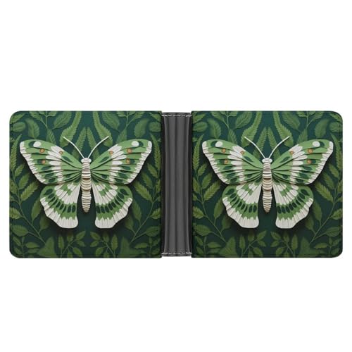 YJWANDL PU Leder Geldbörse, Weiß Moth Print Wallet mit mehreren Steckplätzen Bifold Wallet Travel Wallet Modern Wallet Elegant Wallet Stil One Size Minimalistisch, Stil:, Einheitsgröße, Minimalistisch von YJWANDL