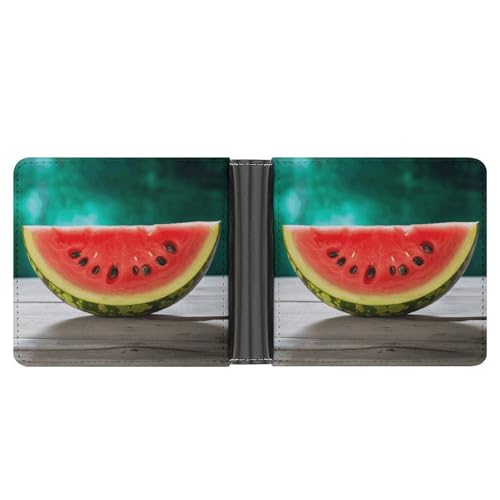 YJWANDL PU Leder Geldbörse Wassermelone mit Smiley Druck Geldbörse mit mehreren Steckplätzen Bifold Wallet Travel Wallet Modern Wallet Elegant Wallet Stil One Size Minimalistisch, Stil:, von YJWANDL