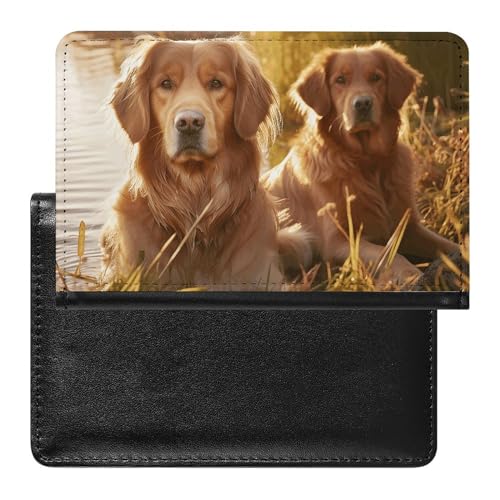 YJWANDL Reisepasshülle, zwei Golden Retriever-Druck, Reisepasshülle, Reisepasshülle, Reisepasshülle mit Taschen, Stil, Stil, Einheitsgröße, minimalistisch, Stil:, Einheitsgröße, Minimalistisch von YJWANDL