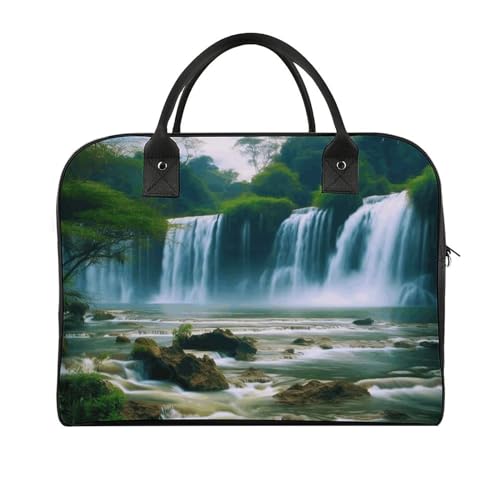 YJWANDL Reisetasche mit Wasserfall-Landschafts-Druck, Yoga-Tragetasche, Turnbeutel, Wochenendtasche, Übernachtungstasche für Reisen, Strand, Fitness, Yoga, Schwimmen, Stil, Einheitsgröße, Stil:, von YJWANDL