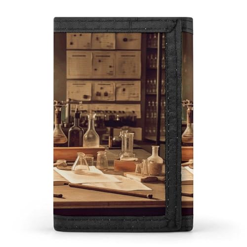 YJWANDL Trifold Wallet, Vintage Chemie Lab Print Wallet with Multiple Slots Casual Wallet Travel Wallet Modern Wallet Elegant Wallet Style One Size Minimalist, Stil:, Einheitsgröße, Minimalistisch von YJWANDL