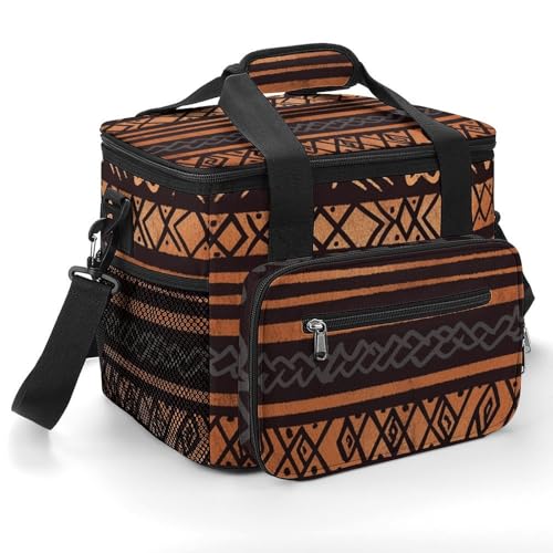 Camping Ice Pack, African Mud Cloth Tribal Print Insulated Cooler Bag Large Capacity Ice Pack Portable Camping Cooler Outdoor Picnic Cooler von YJWANDO