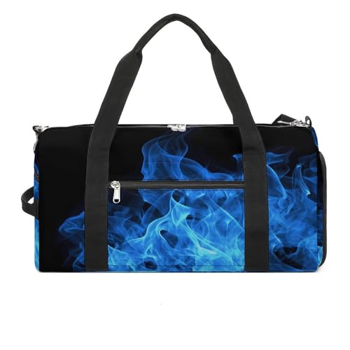 Fitness-Tasche, blauer Flammen-Druck, Sporttasche, Reisetasche, Essentials-Turnbeutel, Turnbeutel mit Schuhfach, Stil, Einheitsgröße, modern, Stil:, Einheitsgröße, Modern von YJWANDO