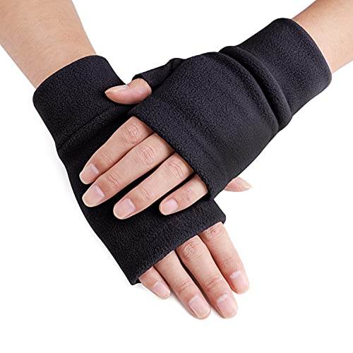 YJZQ Handschuhe Flanell Sporthandschuhe Unisex Winterhandschuhe Handgelenkwärmer Warme Handschuhe Half Finger zum Laufen Sport Winter Tastatur Fäustlinge Schwarz Größe S für Damen von YJZQ