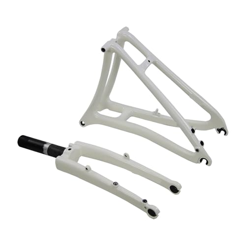 YKAIG Carbon-Vorderradgabel, Hinterrad-Dreieck, 16 Zoll, 349-Bremssattel, U-Scheibenbremse, 74 mm, 112 mm, Kompatibilität: Brompton Trifold Faltrad(Irovy White Set) von YKAIG