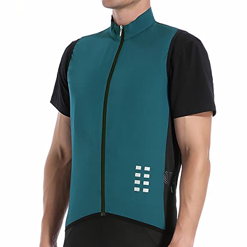 YKLL Fahrradweste Herren Damen Sommer Leicht Reflektierend Laufweste Herren Damen Atmungsaktiv Running Winddicht Weste Herren Outdoor Windstopper Ärmellos MTB Radweste (Dunkelgrün,XL) von YKLL