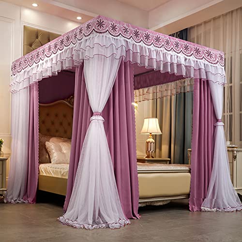 YKMYXZ Kinderbett-Zelt，. Prinzessinnen-Himmelbettvorhänge, Doppellagiges Netz for Mädchen – Einzel-/Kingsize-Bett mit Rahmen – Himmelbett-Himmelbett(Pink 1,150 x 200 x 200 cm) von YKMYXZ