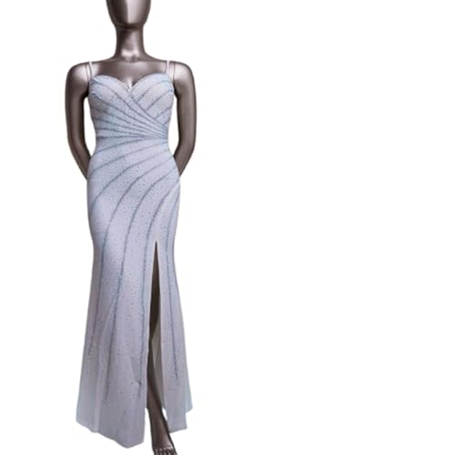 YKSEND Abendkleid Elegant Damen Cocktailkleide Ladies Ärmellos Kleid mit Hosenträgern und V-Ausschnitt und Schlitz, Geeignet für die Moderatorin Eines Chors,B,M von YKSEND