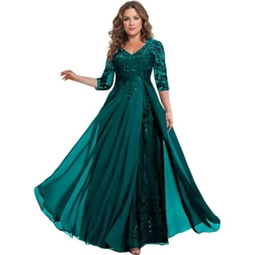 YKSEND Abendkleid Elegant Damen Cocktailkleide Ladies Evening Dress Ballkleid Aus Chiffon mit Spitzenausschnitt,M,US26W von YKSEND