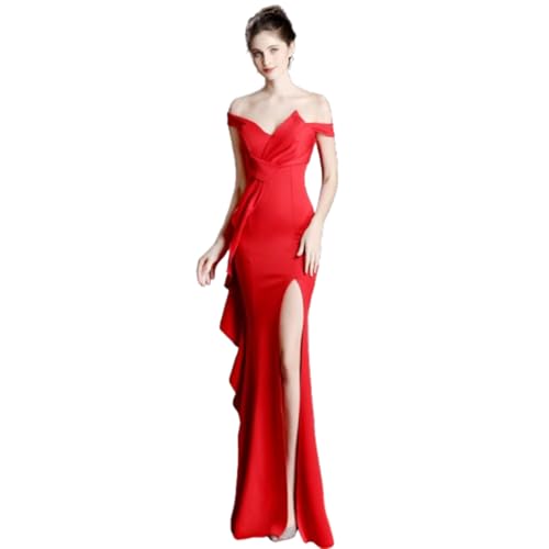 YKSEND Abendkleid Elegant Damen Cocktailkleide Ladies Evening Dress Langes Einschultriges Fischschwanzkleid Geeignet Als Abendkleid für Bankette,B,XL von YKSEND