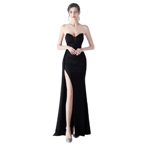 YKSEND Abendkleid Elegant Damen Cocktailkleide Ladies Evening Dress Rückenfreies Kleid mit Perlenbesatz an Der Taille Geeignet für Dinnerpartys,D,L von YKSEND