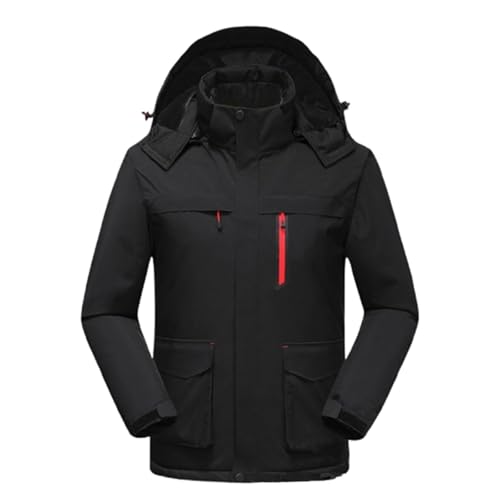 YKSEND Beheizbare Jacke für Herren Heated Jacket with Power Bank Winter wasserdichte Warme Multifunktionale Outdoorjacke Modisch und Einfach,Black,XXL von YKSEND