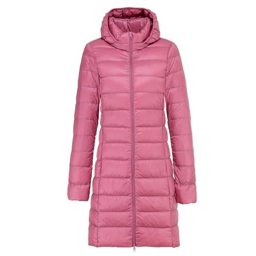 YKSEND Damens Long in Daunenjacke Hooded Jacket Winter Puffer Coats Leichte Dünne Herbst- und Winter-Slim-Jacke mit Abnehmbarer Kapuze,C,M von YKSEND