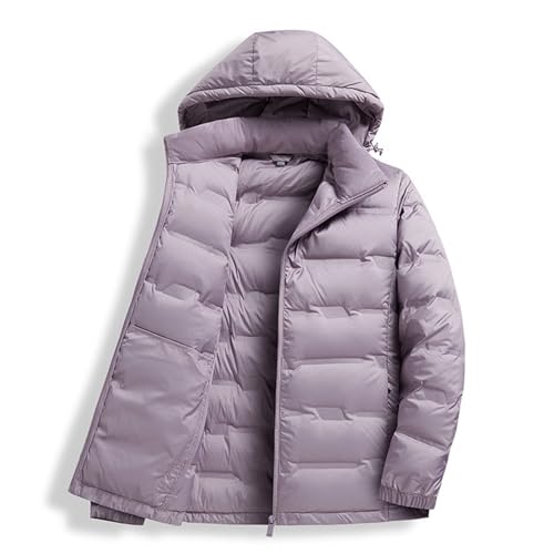 YKSEND Daunenjacke Herrens Cropped Puffer Coats Jacket Winter Warm Down Coats Leichte Isolierte Jacke für Männer und Frauen mit Abnehmbarer Kapuze,WomenB1,6XL von YKSEND