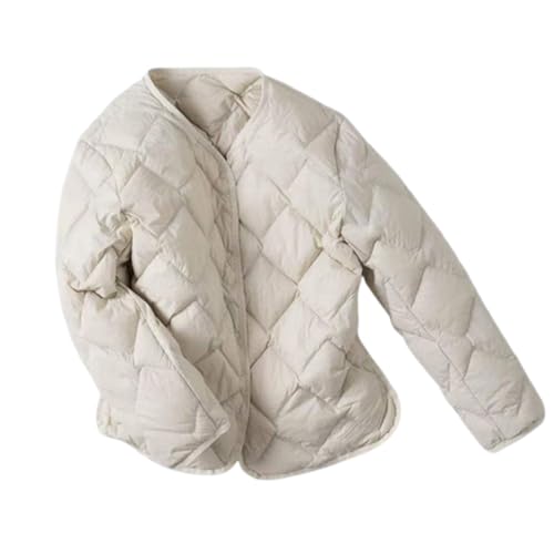 YKSEND Daunenjacke mit Damens Cropped Jackets Winter Puffer Coats Kragenlose Leichte Lässige Jacke mit Diamantkreis Zum Radfahren und Wandern,C,XL von YKSEND