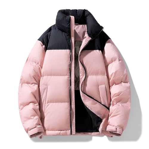 YKSEND Daunenjacke mit Herrens Cropped Down Coats Jacket Winter Puffer Coats Stilvolle Weiße Colorblock-Jacke mit Entendaunen für Den Außenbereich,B,L von YKSEND