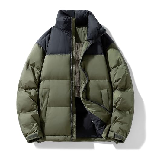 YKSEND Daunenjacke mit Herrens Cropped Down Coats Jacket Winter Puffer Coats Stilvolle Weiße Colorblock-Jacke mit Entendaunen für Den Außenbereich,D,S von YKSEND