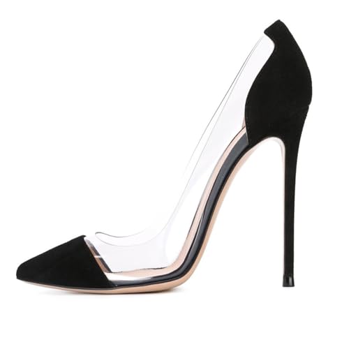 YKSEND Women's Stilettos Pointed Basic Pumps Gespleißte Transparente 10cm Hohe Damenschuhe Passen Zu Kleidern und Röcken Verschiedener Längen,E,43 von YKSEND