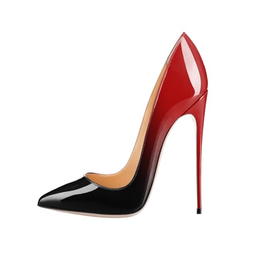 YKSEND Women's Stilettos Pointed Basic Shoes Geschlossene Spitze Gradienten Flachen Mund Frauen Pumps Elegante und Modische 12cm High Heel Abendkleid Schuhe,A,34 von YKSEND