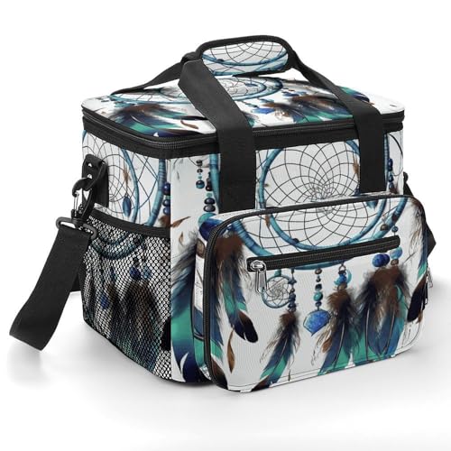 Isolierte Kühltasche für Reisen, Indianer-Traumfänger-Druck, weiche Kühltasche, isolierte Lunchtasche für Camping/Strand/Outdoor/Picknick von YKUDBN