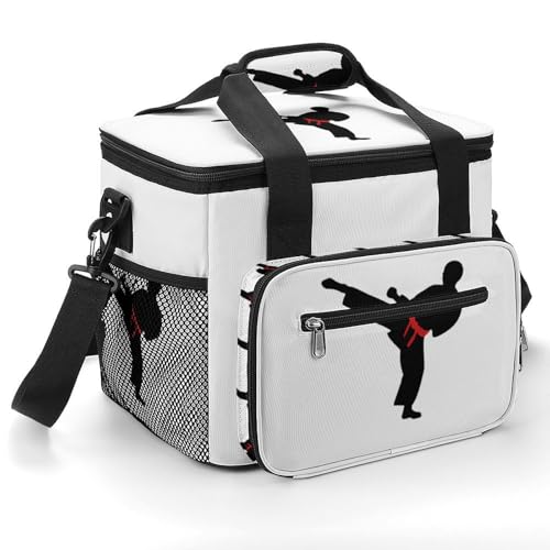 Isolierte Kühltasche für Reisen, Karate Boy, wechselbarer Gürtel, Farbdruck, weiche Kühltasche, isolierte Lunchtasche für Camping/Strand/Outdoor/Picknick von YKUDBN