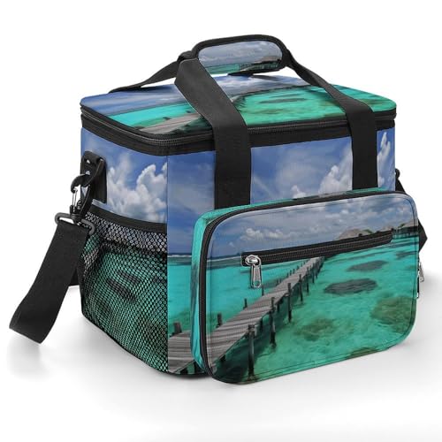 Isolierte Kühltasche für Reisen, Malediven Landschaft, Druck, weiche Kühltasche, isolierte Lunchtasche für Camping/Strand/Outdoor/Picknick von YKUDBN