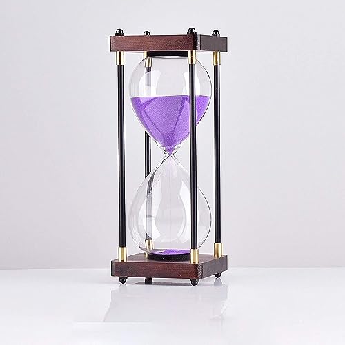 YKYKY Sanduhr, Farbiger Sanduhr-Timer, 30/60 Minuten, Glas-Sanduhr, Sanduhr, Kunsthandwerk, Glasdekoration(Purple,60 Minutes) von YKYKY