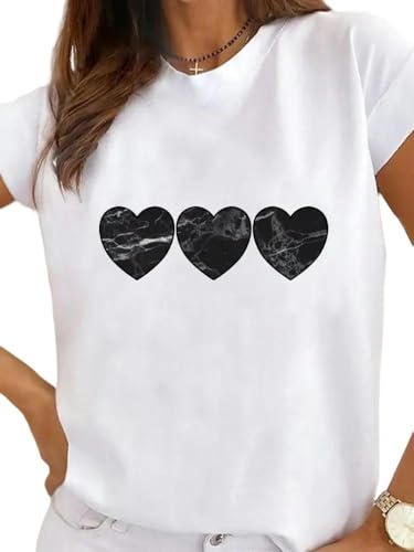 YLCYDLYU Damen T-Shirt Große Größen Plus Size Short Sleeve Graphic Tee Süße Stil Kleidung Sommer Ladies Print T Mode Frauenkleidung-Dm082 (7)-4XL von YLCYDLYU