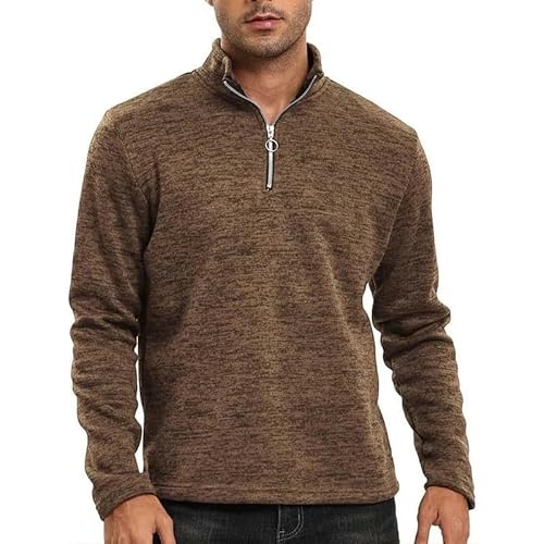 YLCYDLYU Half-Zip Pullover Herren Halb Reißverschluss -Standkragen Pullover Slim Fit Long Sleeve Casual Sweatshirts Long Sleeve-Kaffee-XXXL von YLCYDLYU