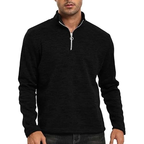 YLCYDLYU Half-Zip Pullover Herren Halb Reißverschluss -Standkragen Pullover Slim Fit Long Sleeve Casual Sweatshirts Long Sleeve-Schwarz-4Xl von YLCYDLYU