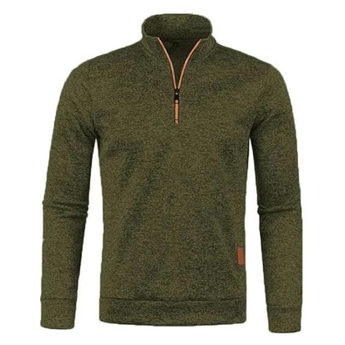 YLCYDLYU Half-Zip Pullover Herren Halb -Reißverschluss -Sweatshirts Langarm Pullover Rollkragenpullover Streetwear -Jacke Sportmäntel-Armeegrün-L von YLCYDLYU