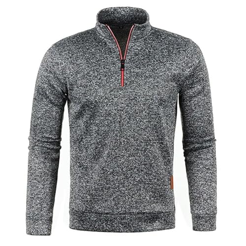 YLCYDLYU Half-Zip Pullover Herren Halb -Reißverschluss -Sweatshirts Langarm Pullover Rollkragenpullover Streetwear -Jacke Sportmäntel-Dunkelgrau-M von YLCYDLYU