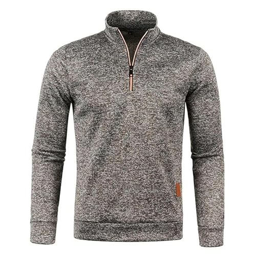 YLCYDLYU Half-Zip Pullover Herren Halb -Reißverschluss -Sweatshirts Langarm Pullover Rollkragenpullover Streetwear -Jacke Sportmäntel-Kaffee-XXL von YLCYDLYU