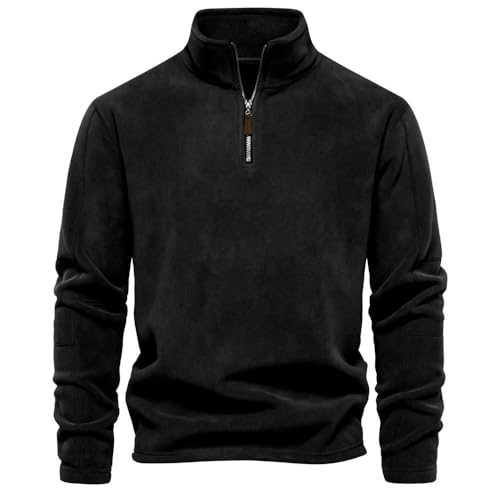 YLCYDLYU Half-Zip Pullover Herren Sweatshirt Stand Hals Halbzip Langarm Hoodie Mode Sweaters Männer Kleidung-Schwarz-Eur-XL von YLCYDLYU