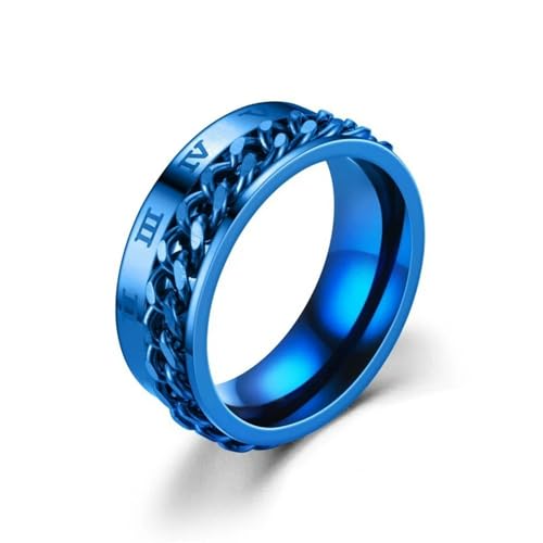 YLCYDLYU Ringe Drehbarer Kettenring Aus Titanstahl Für Männer Und Frauen, Paarschmuck, 8 Mm Spiralring, Geschenk-6-A von YLCYDLYU