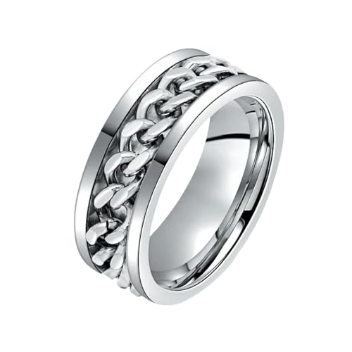 YLCYDLYU Ringe Drehbarer Kettenring Aus Titanstahl Für Männer Und Frauen, Paarschmuck, 8 Mm Spiralring, Geschenk-7-A-7 von YLCYDLYU