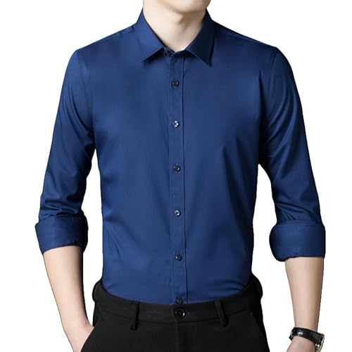 YLQQdMK Poloshirt Herren Langarm Weißes Hemd Herren-Langarm Trendy Nicht Amerikanisches Professionelles Hemd-Blau-44/4Xl von YLQQdMK