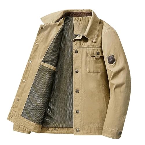 YLQQdMK Winterjacke Herren Frühlings- Und Herbstjacken Herren Windbreaker Mantel Herren -Taktische Jacke Für Männer-Khaki-5Xl von YLQQdMK