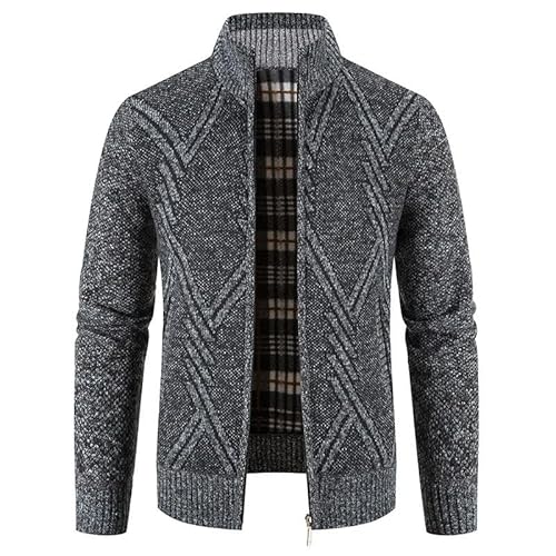 YLQQdMK Winterjacke Herren Herbst- Und Winter -Herrenpullovermantel Strickpullover Warme Jacke Herrenmantel-858 Dunkelgrau-Asiatische Größe L von YLQQdMK