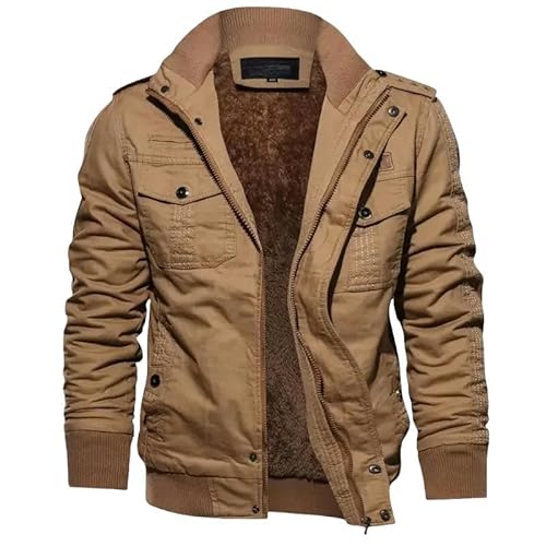 YLQQdMK Winterjacke Herren Herren Winter Oberbekleidung Dicke Warme Winterjacken Herrenarbeit Jacken Und Mäntel-Khaki-XXL 70-75 Kg von YLQQdMK