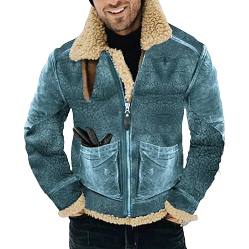 YLQQdMK Winterjacke Herren Herrendicke Jacke Warmer Mantel Bomberjacke Winter Warmer Mantel-Blau-M von YLQQdMK