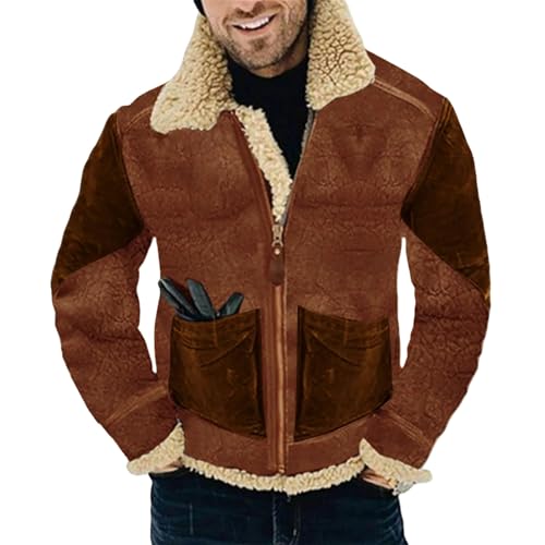 YLQQdMK Winterjacke Herren Herrendicke Jacke Warmer Mantel Bomberjacke Winter Warmer Mantel-Braun-XXL von YLQQdMK