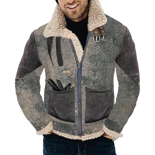 YLQQdMK Winterjacke Herren Herrendicke Jacke Warmer Mantel Bomberjacke Winter Warmer Mantel-Grau-XXXXXL von YLQQdMK