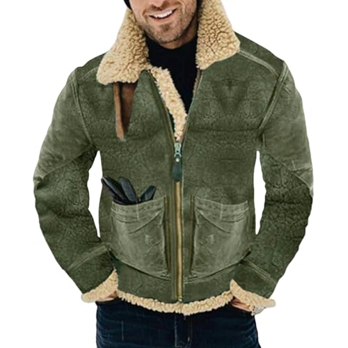 YLQQdMK Winterjacke Herren Herrendicke Jacke Warmer Mantel Bomberjacke Winter Warmer Mantel-Grün-XXL von YLQQdMK