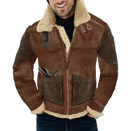 YLQQdMK Winterjacke Herren Herrendicke Jacke Warmer Mantel Bomberjacke Winter Warmer Mantel-Kaffee-M von YLQQdMK