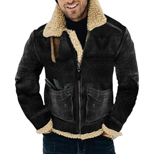 YLQQdMK Winterjacke Herren Herrendicke Jacke Warmer Mantel Bomberjacke Winter Warmer Mantel-Schwarz-L von YLQQdMK