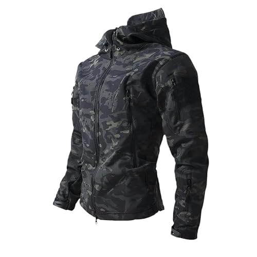 YLQQdMK Winterjacke Herren Herrenjacken Hoodies Im Freien Jacken-Dark Night Camo Jack-L Für 55-65 Kg von YLQQdMK