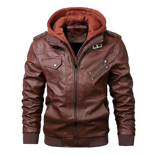 YLQQdMK Winterjacke Herren Herrenlederjacken Lässige Motorradjacken Motorrad -Lederjacken-Rot-Europa XXL von YLQQdMK