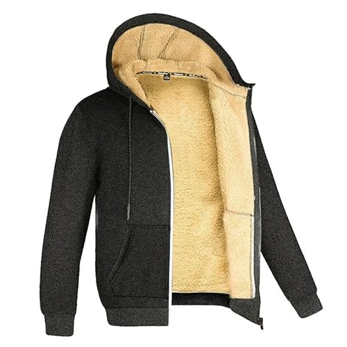 YLQQdMK Winterjacke Herren Jacke Long Sleeve Reißverschluss Hoodie Freizeitsportmantel Mit Kapuze -Herren- Und Frauenjacke Für Frauen-Dunkelgrau-M von YLQQdMK